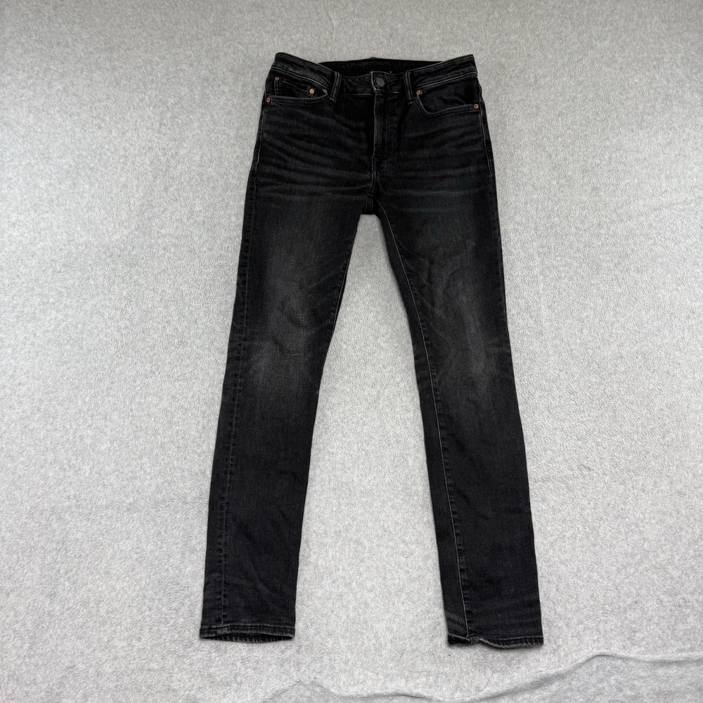 American Eagle Jeans Men 32x34 Slim Black Faded Stretch Flex Denim Punk Skater